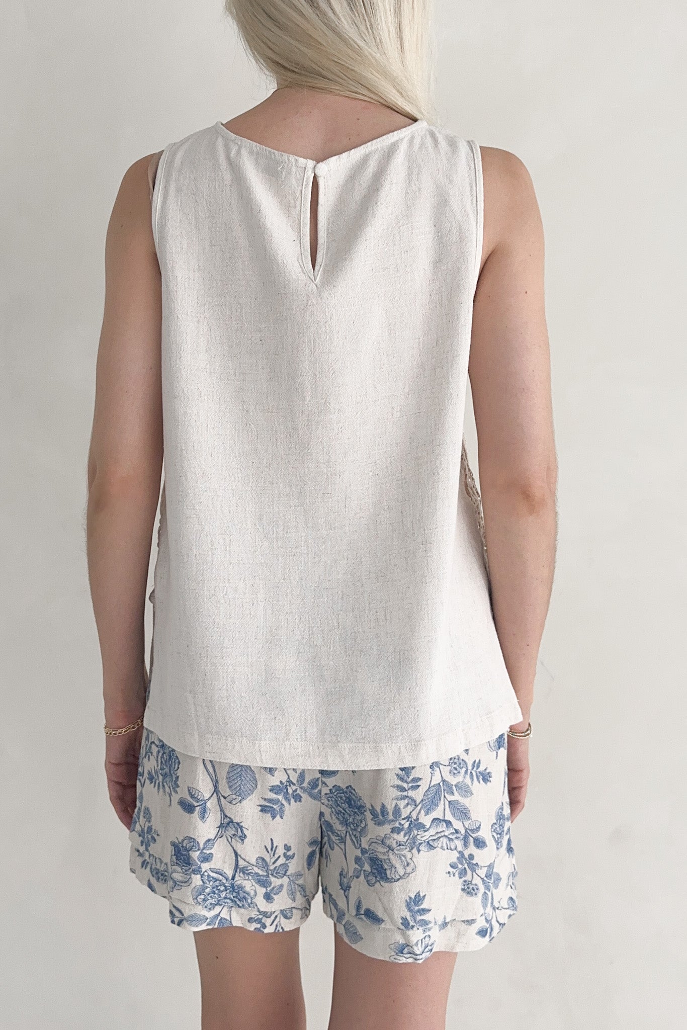 Madison Linen Blend Relaxed Tunic Tank in Natural - Neutral Ground