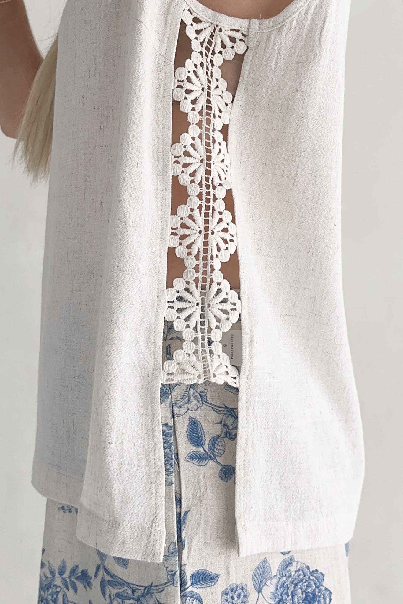 Madison Linen Blend Relaxed Tunic Tank in Natural - Neutral Ground