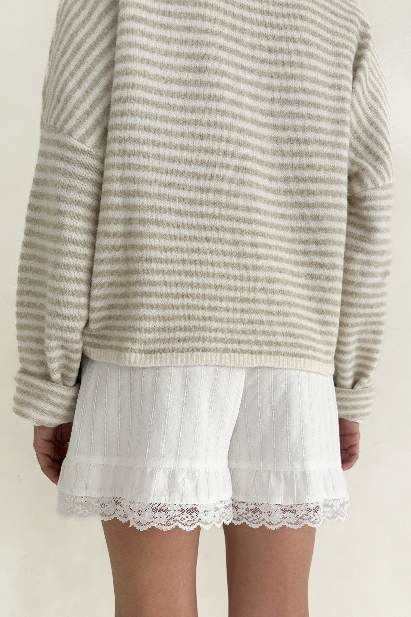 Maisey Lace Trim Cotton Shorts - Neutral Ground