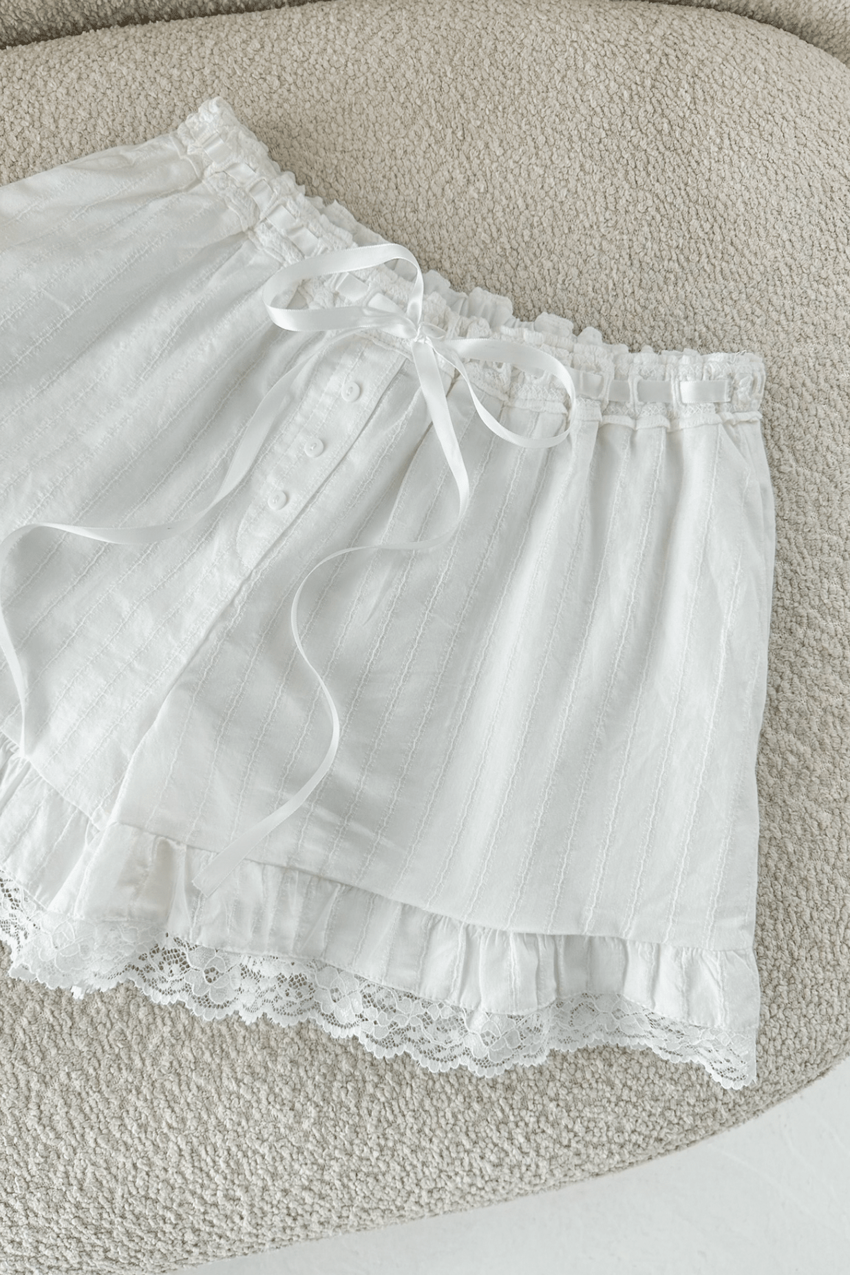 Maisey Lace Trim Cotton Shorts - Neutral Ground