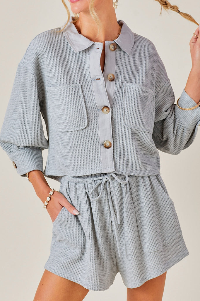 Mandy 2 Piece Waffle Knit Lounge Set - Neutral Ground
