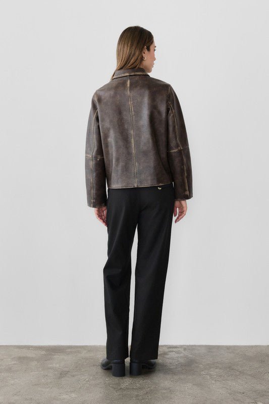 Mara Vegan Leather Jacket - Neutral Ground