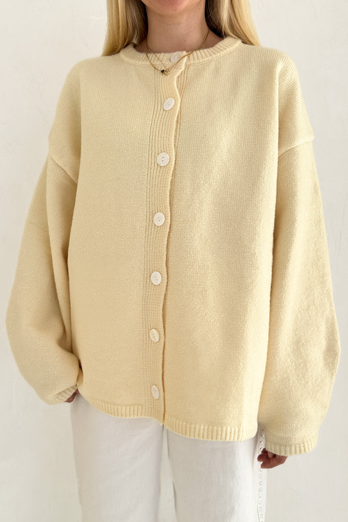 Margo Oversized Cardigan Top in Butter - Neutral Ground