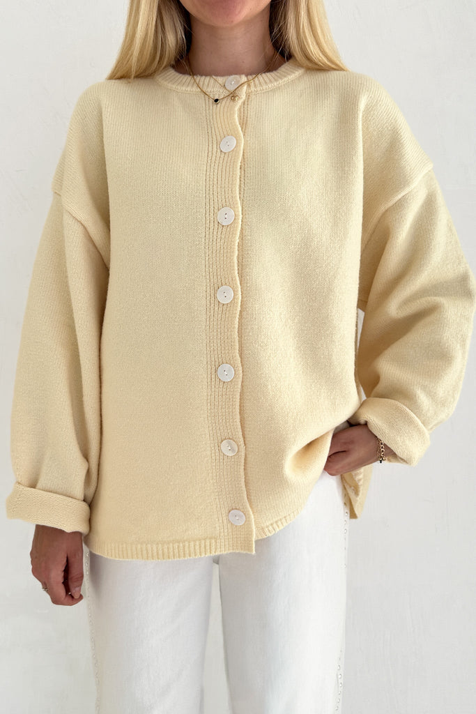 Margo Oversized Cardigan Top in Butter - Neutral Ground