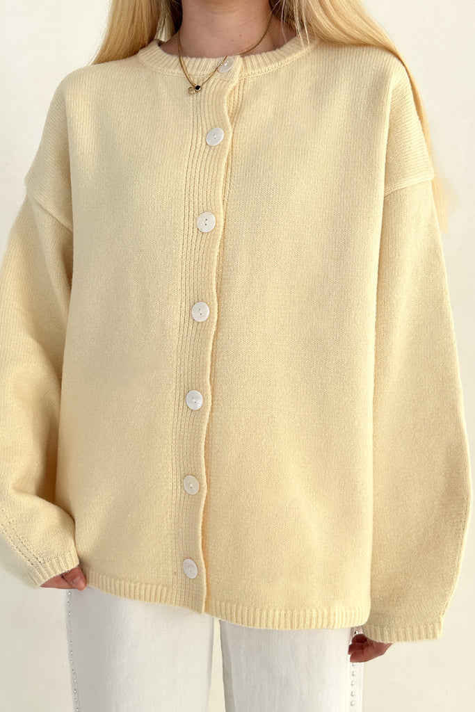 Margo Oversized Cardigan Top in Butter - Neutral Ground