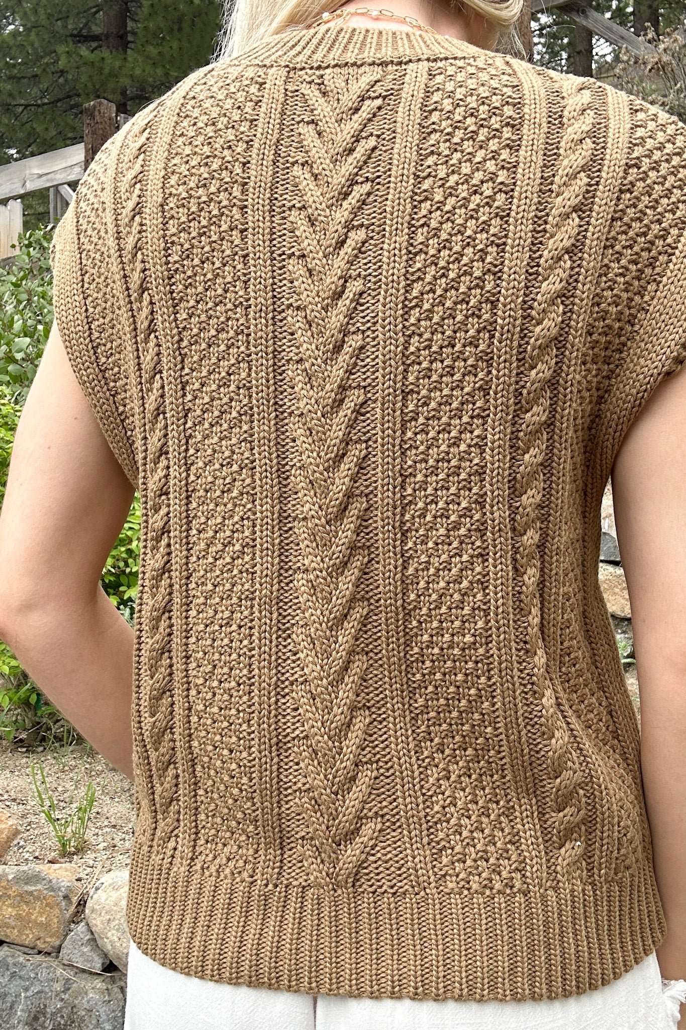 Marina Sleeveless Cable Knit Sweater Top - Neutral Ground