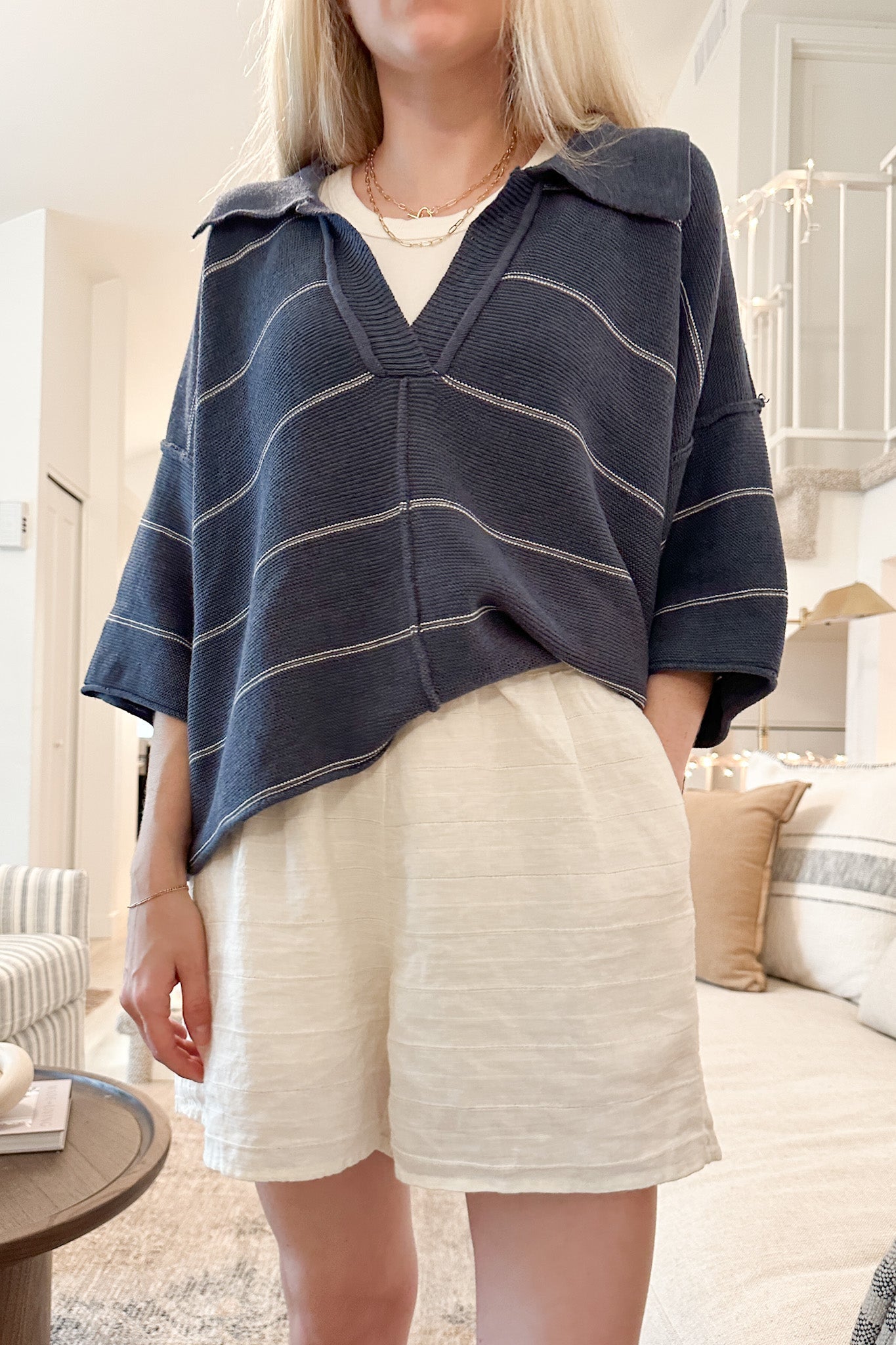 Marina Striped Sweater Top - Neutral Ground