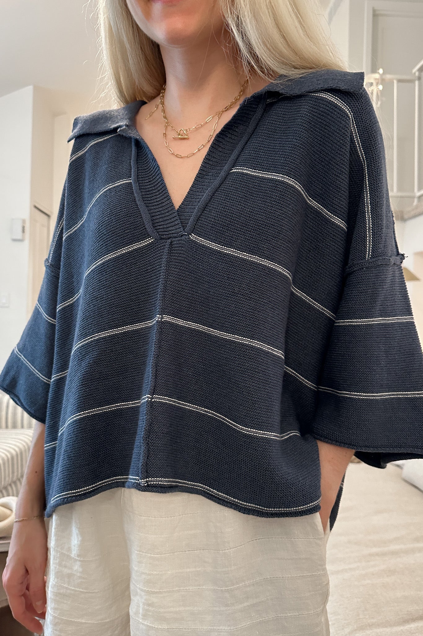 Marina Striped Sweater Top - Neutral Ground