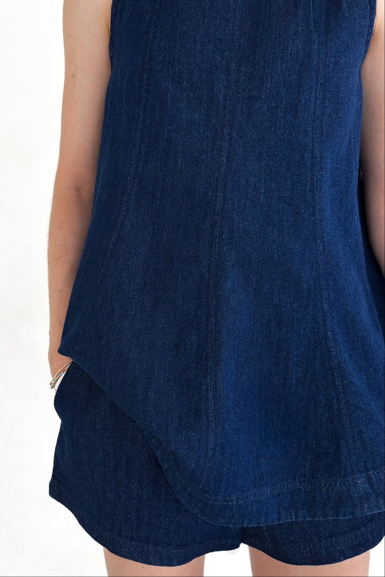 Maritime Dark Wash Denim A - Line Trapeze Top - Neutral Ground