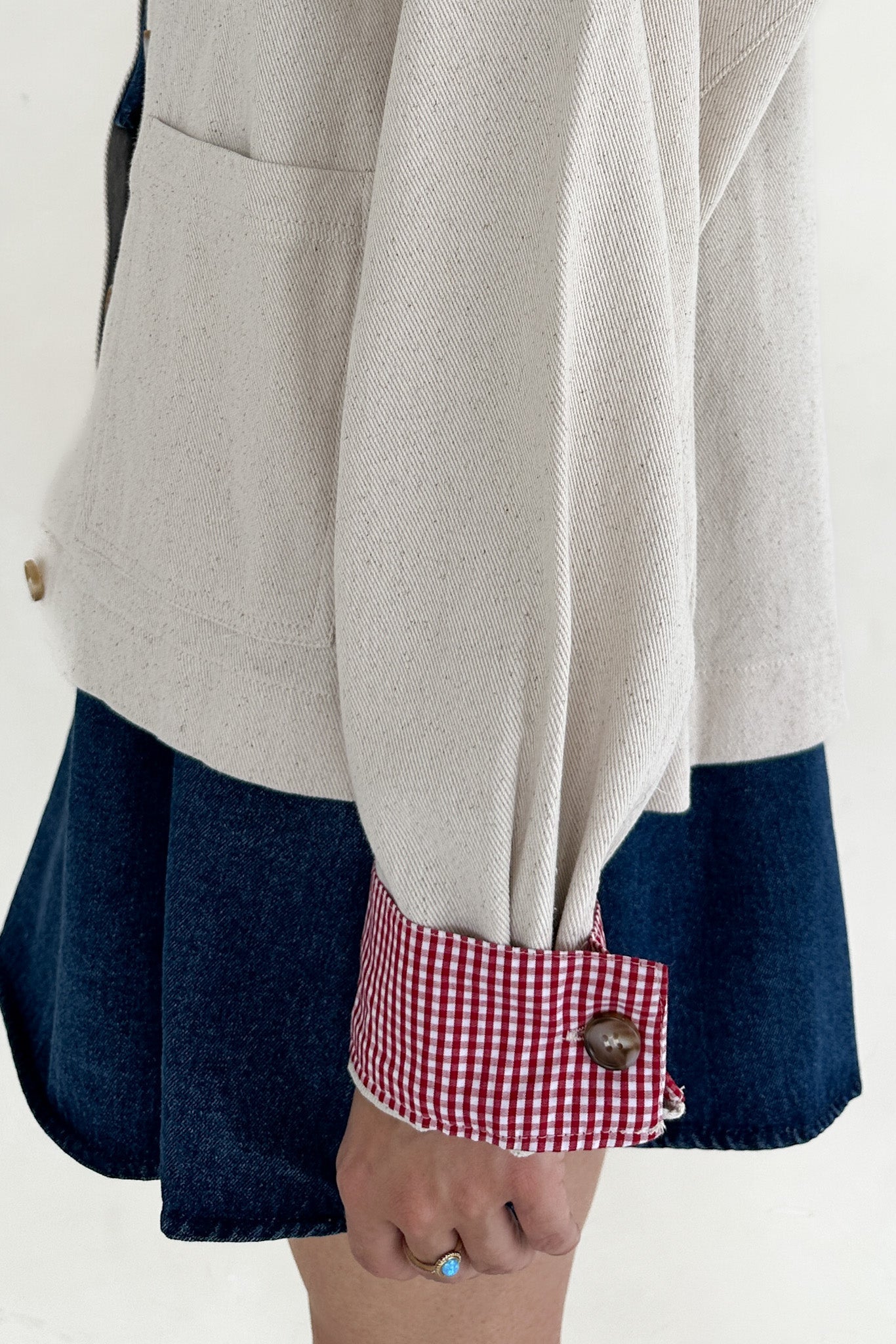 Marley USA With Dog Cotton Gingham Jacket - Neutral Ground
