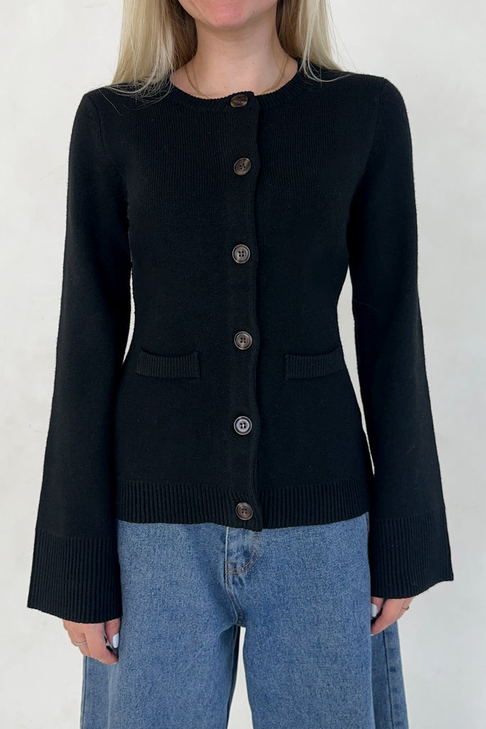 Mary Kate Knit Cardigan in Black - Neutral Ground