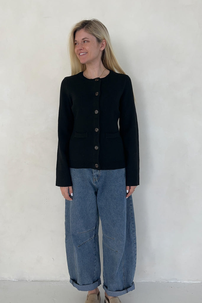 Mary Kate Knit Cardigan in Black - Neutral Ground