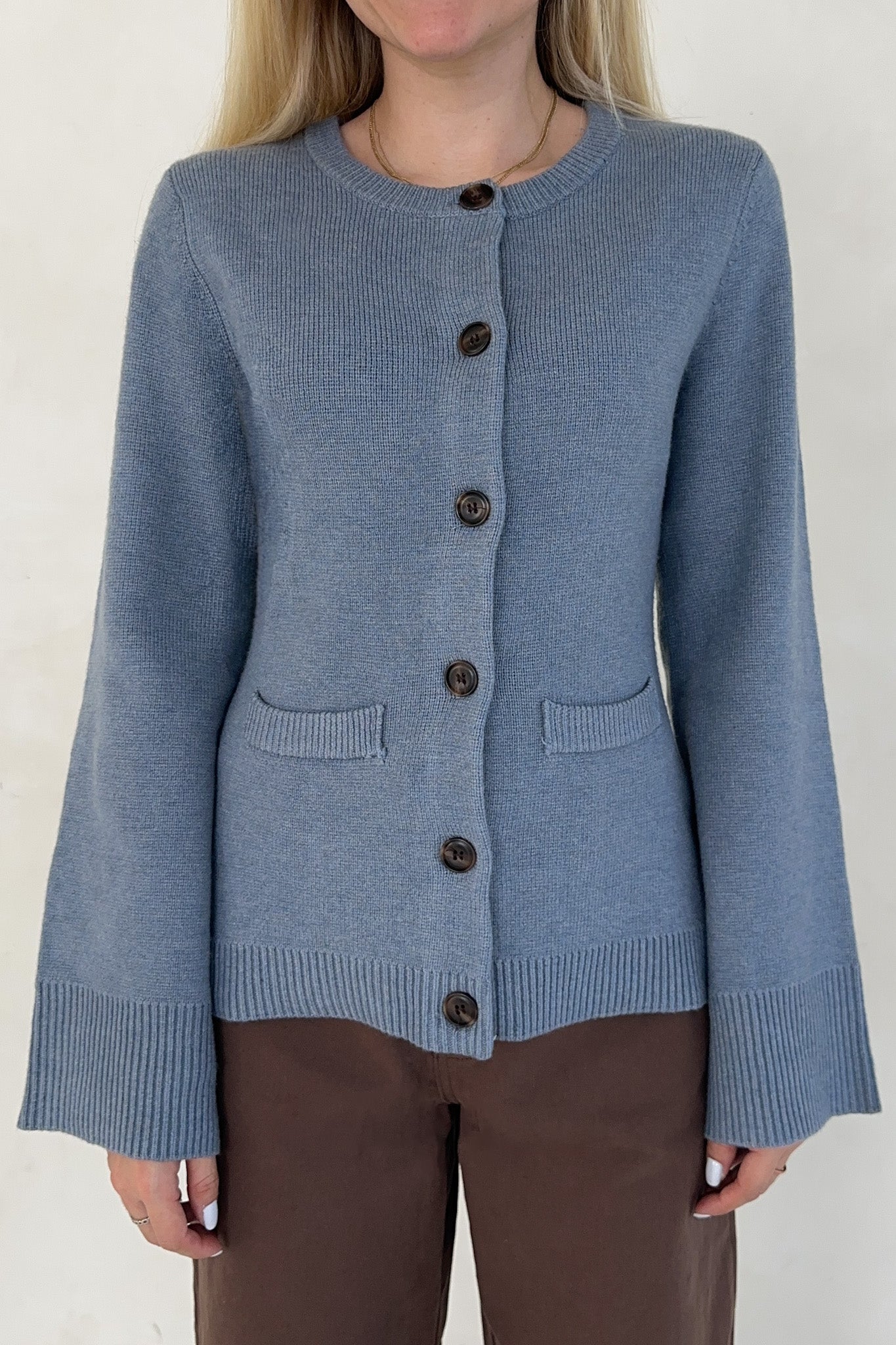 Mary Kate Knit Cardigan in Dusty Blue - Neutral Ground