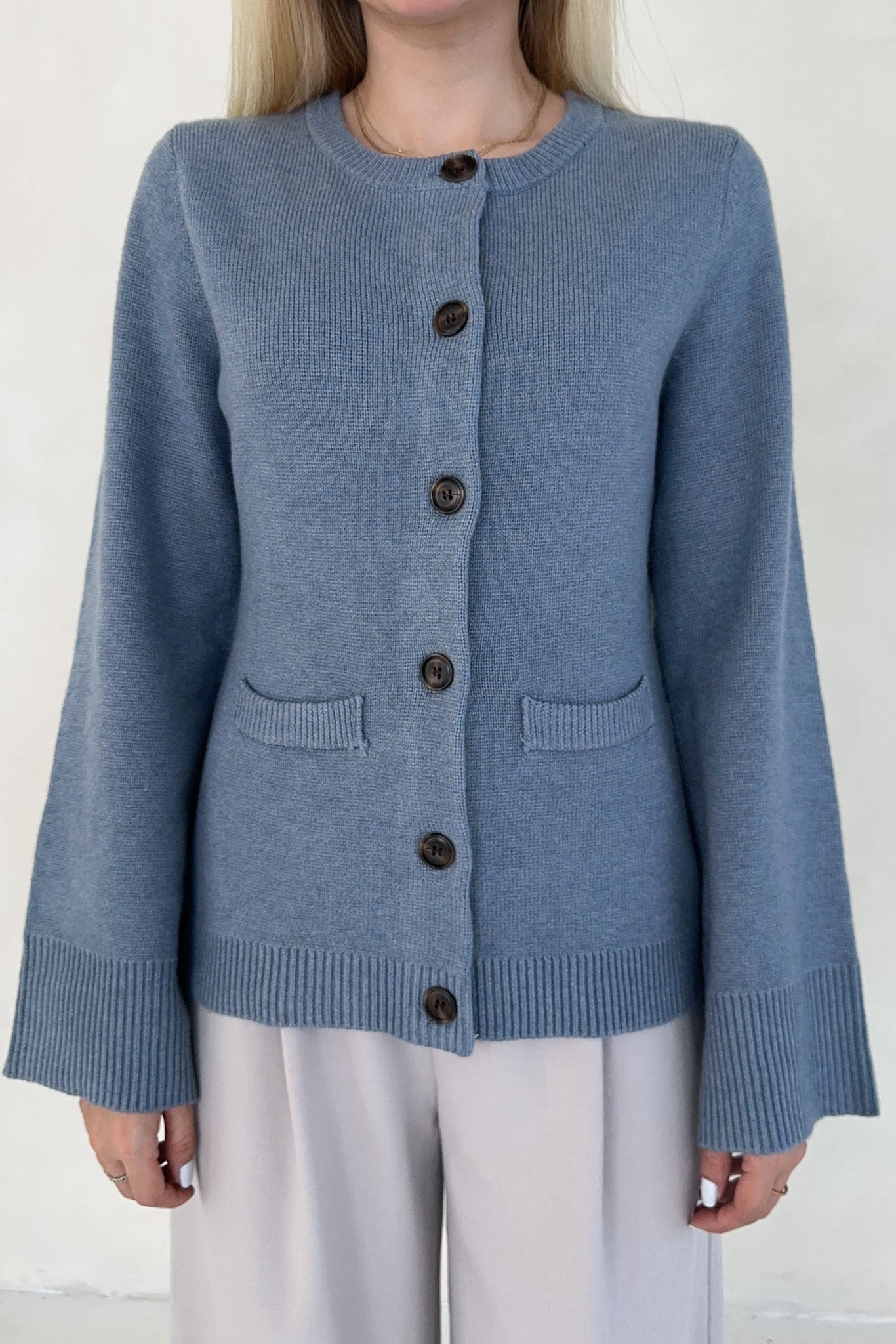 Mary Kate Knit Cardigan in Dusty Blue - Neutral Ground