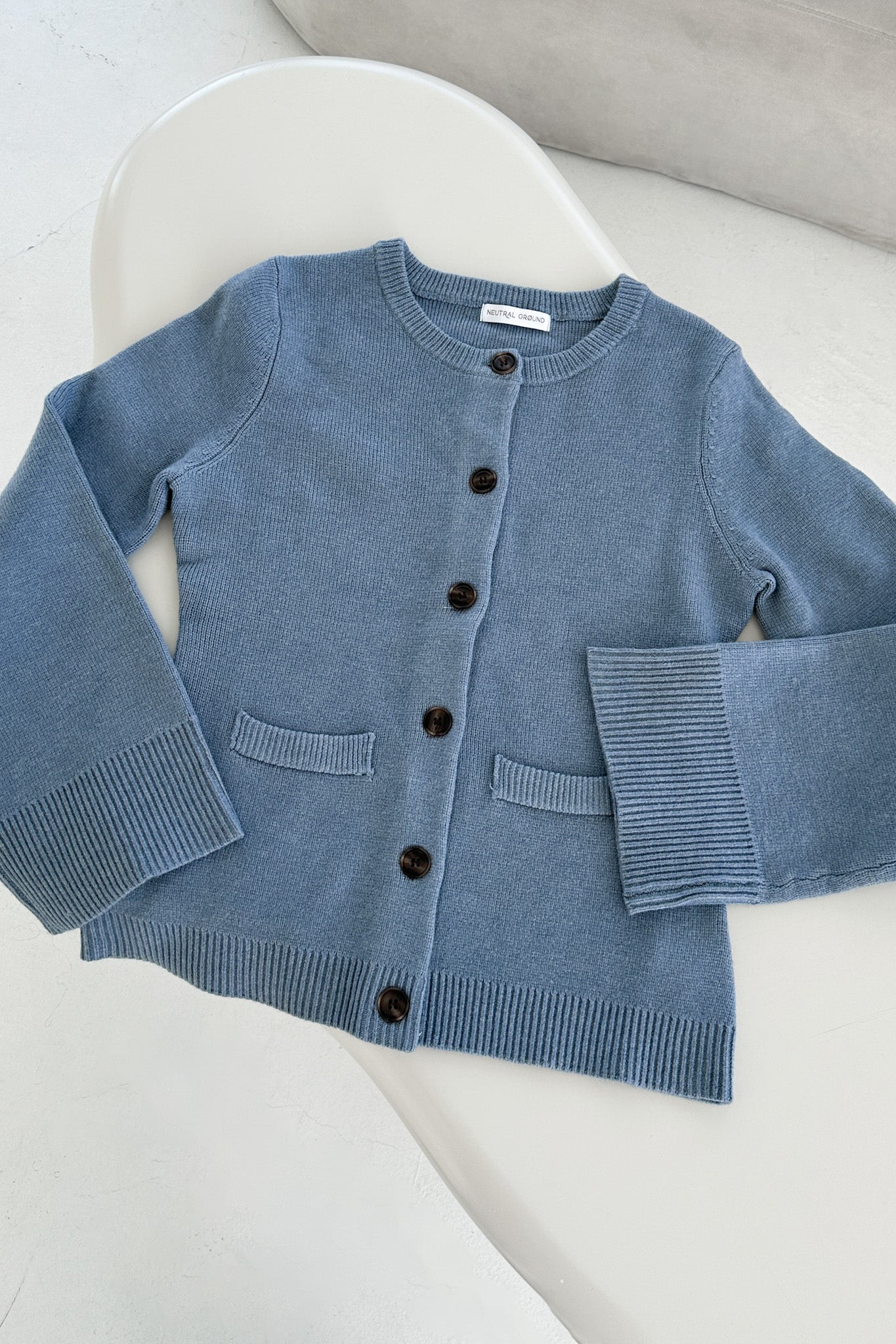 Mary Kate Knit Cardigan in Dusty Blue - Neutral Ground