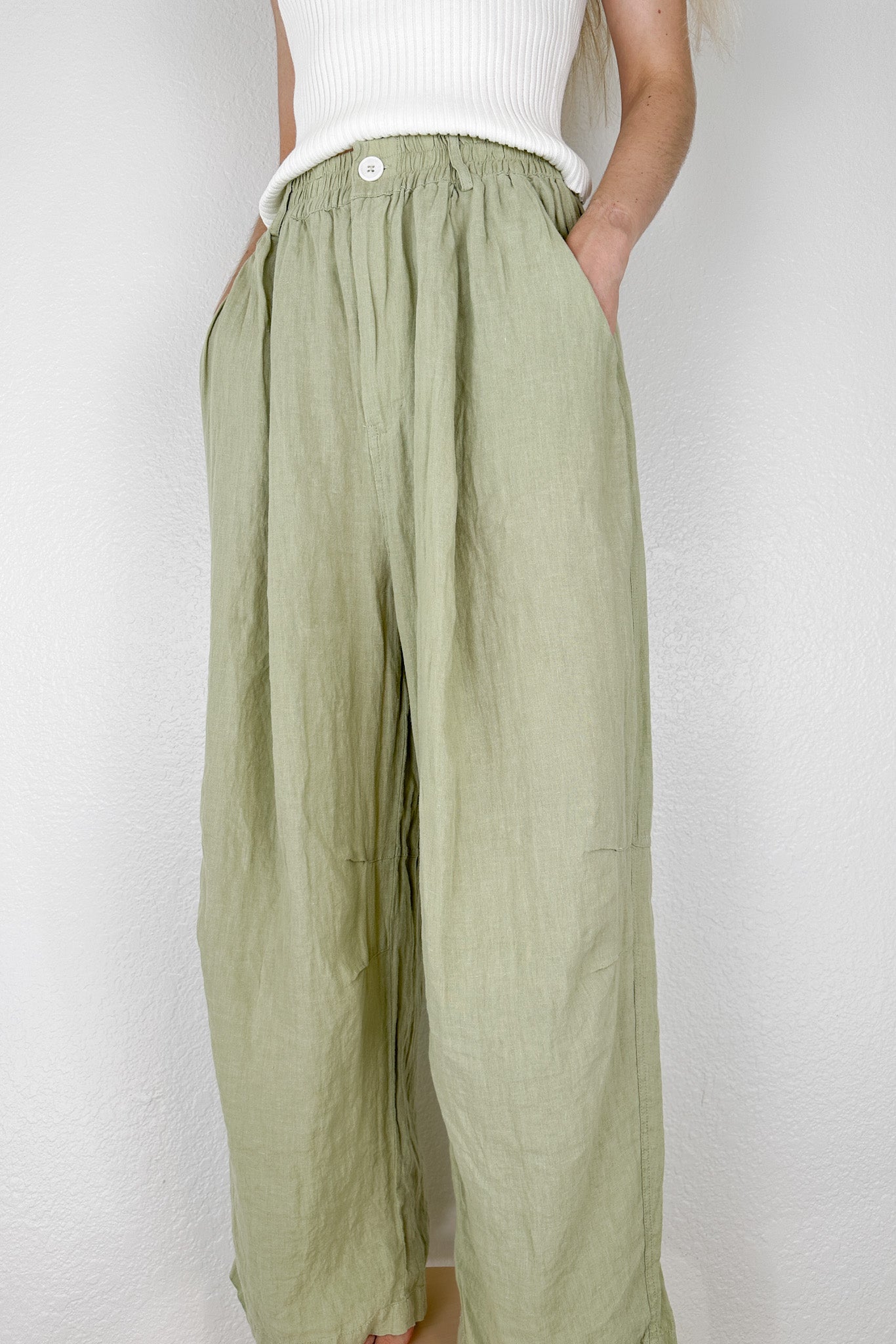 Matcha Linen Palazzo Pants