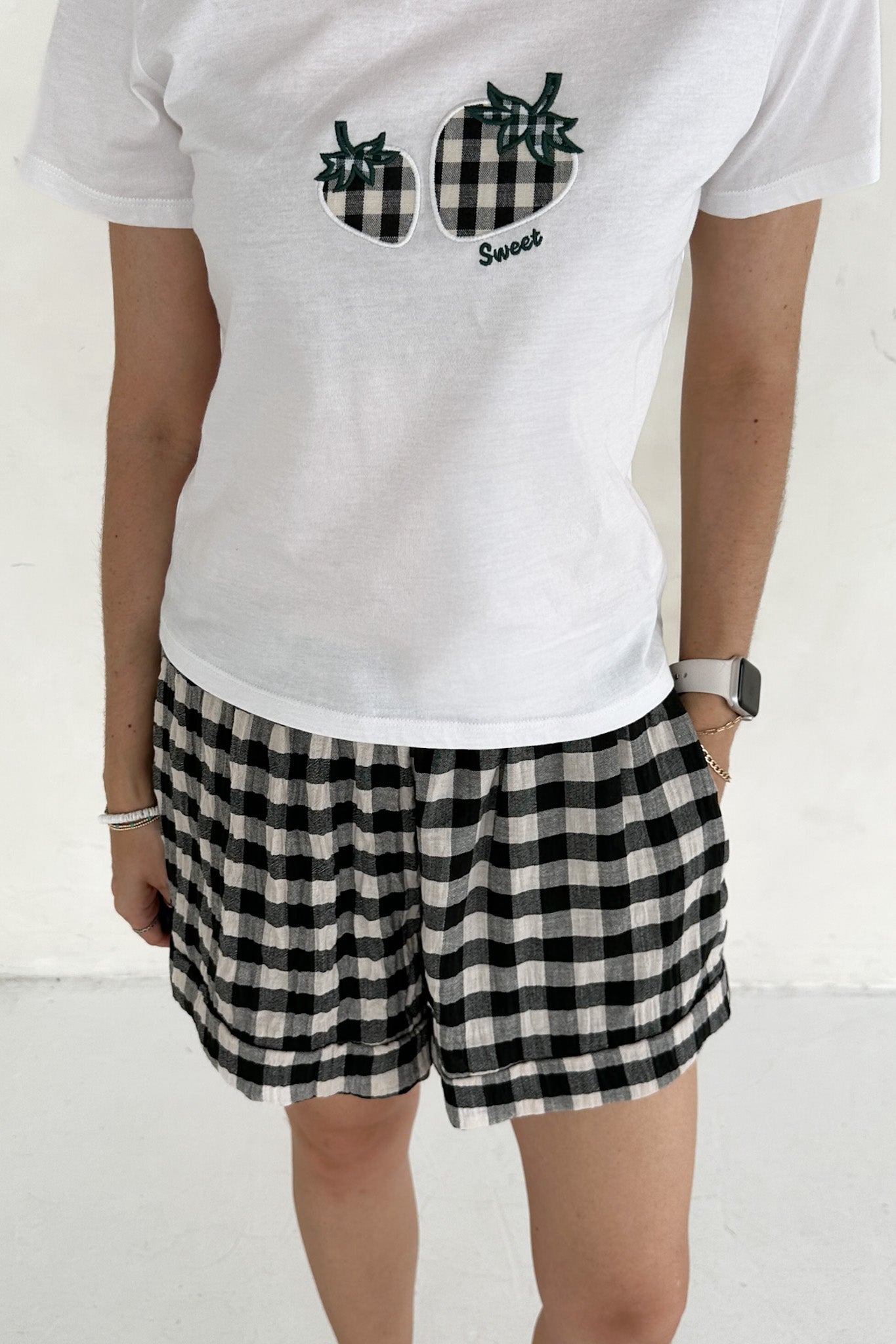 Meadow Textured Gingham Shorts - Neutral Ground