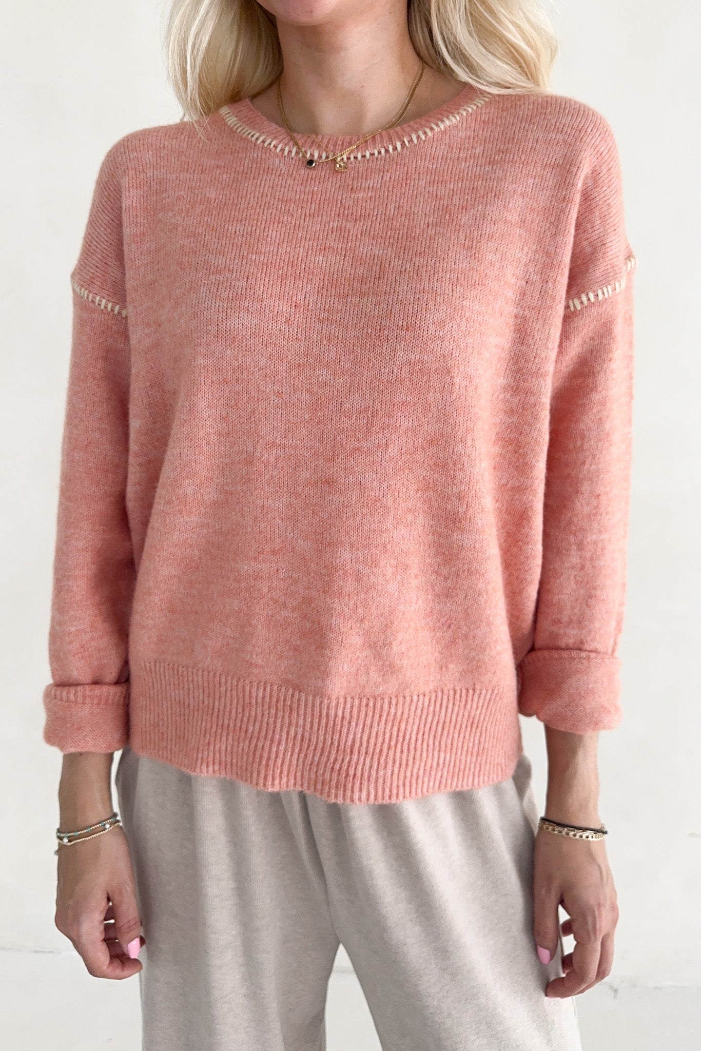 Melrose Coral Sweater Top - Neutral Ground