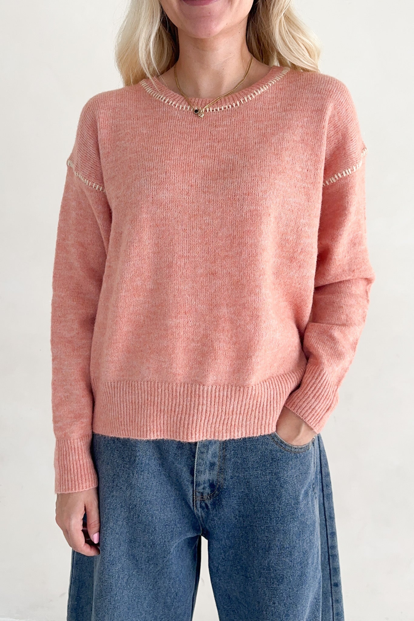 Melrose Coral Sweater Top - Neutral Ground