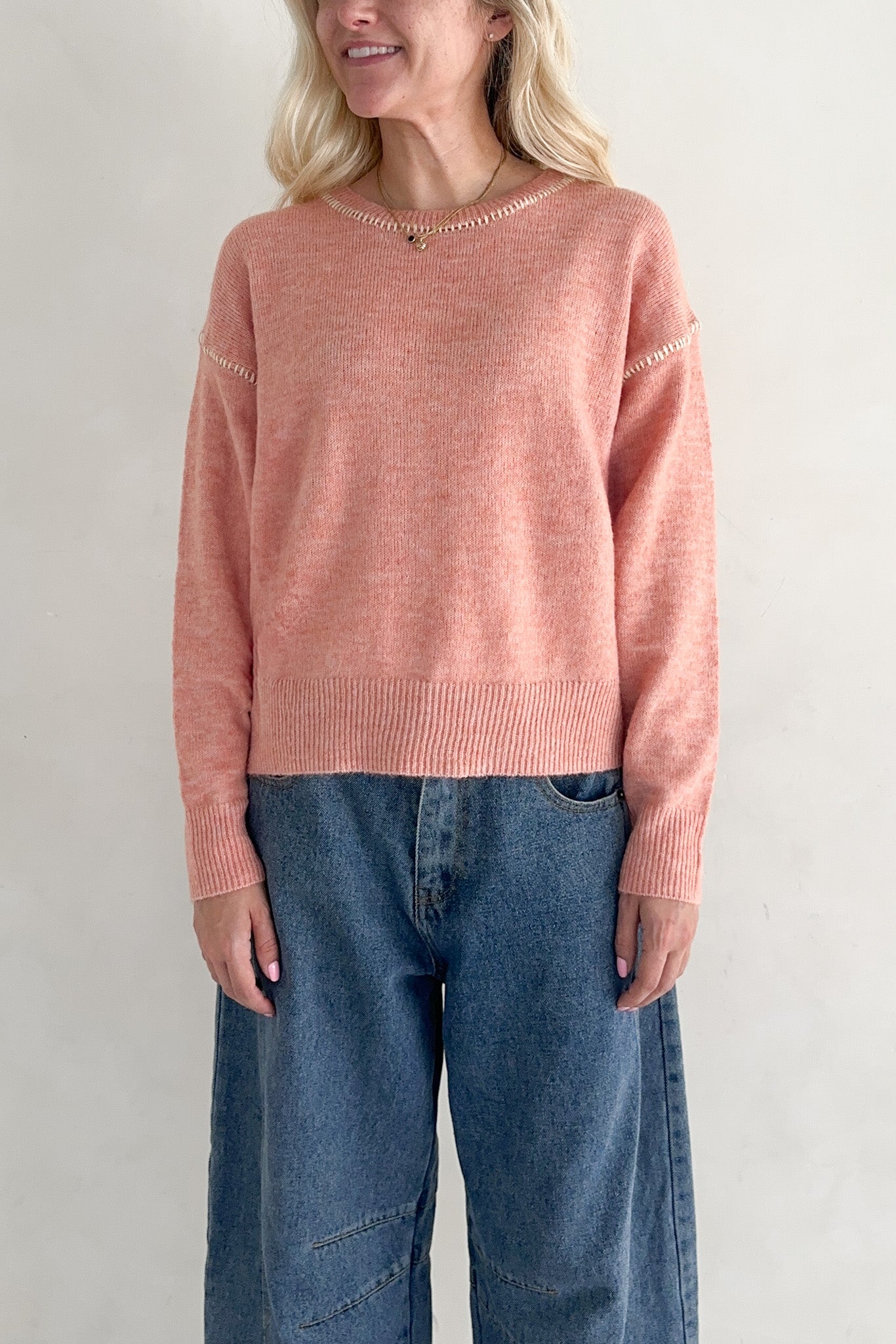 Melrose Coral Sweater Top - Neutral Ground