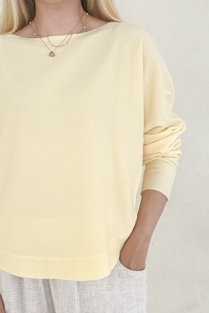 Meringue Boatneck Pullover in Lemon - Neutral Ground