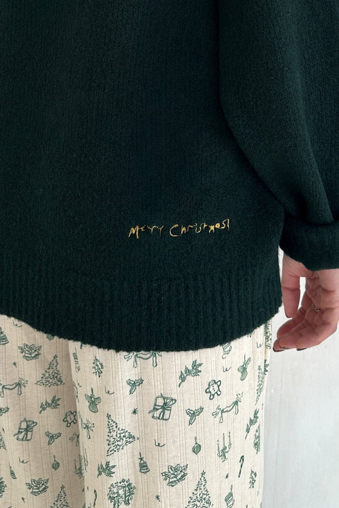 Merry Christmas! Holiday Embroidered Knit Sweater - Neutral Ground