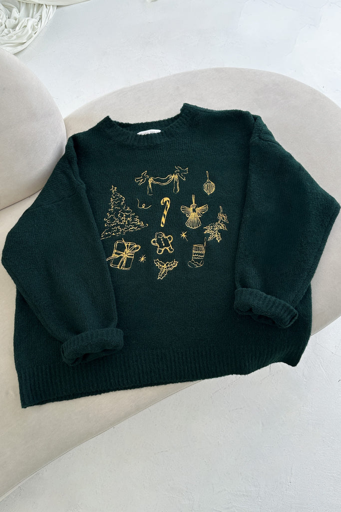 Merry Christmas! Holiday Embroidered Knit Sweater - Neutral Ground