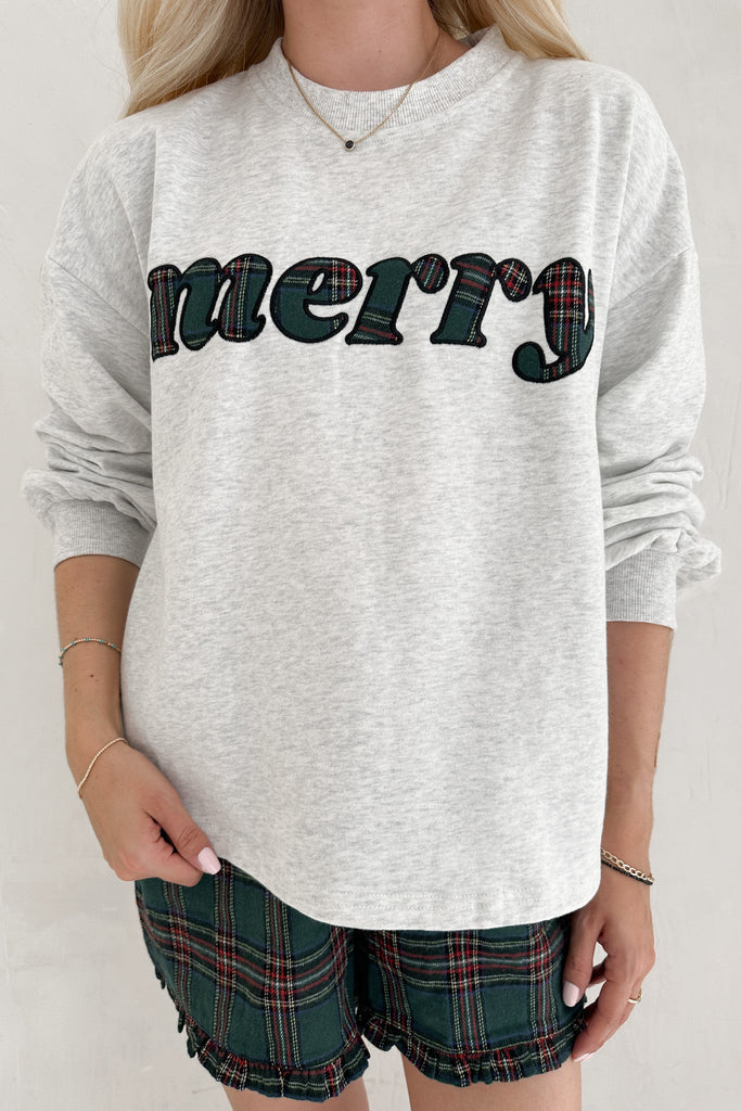 Merry Everything Holiday Plaid Short Set in Evergreen - Neutral Ground