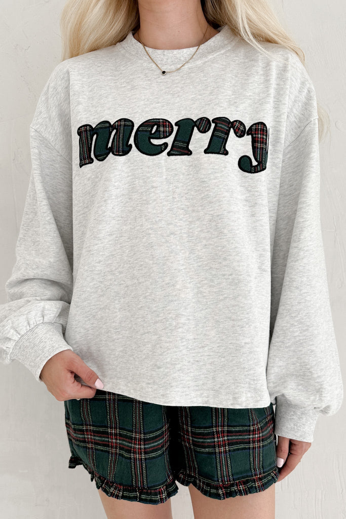 Merry Everything Holiday Plaid Short Set in Evergreen - Neutral Ground