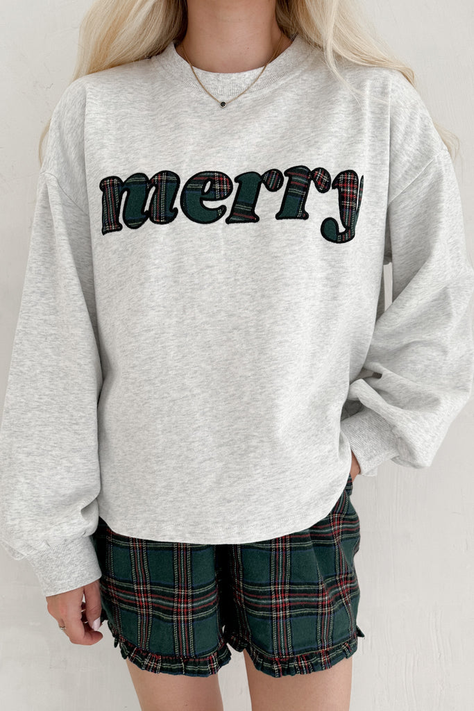 Merry Everything Holiday Plaid Short Set in Evergreen - Neutral Ground