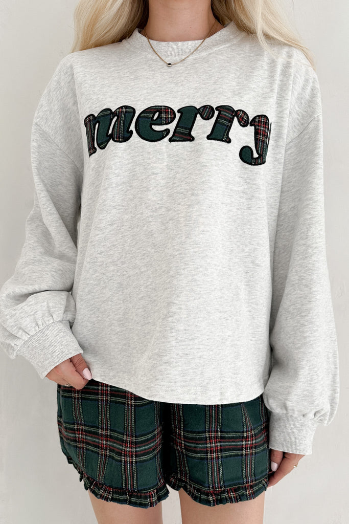 Merry Everything Holiday Plaid Short Set in Evergreen - Neutral Ground