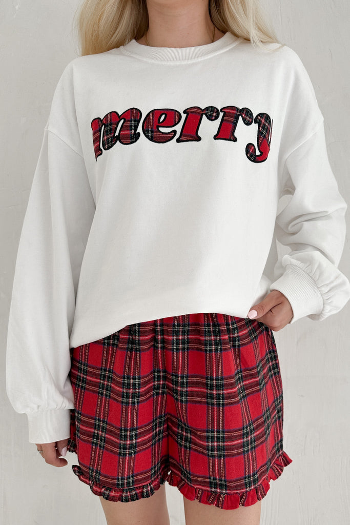 Merry Everything Holiday Plaid Short Set in Red - Neutral Ground