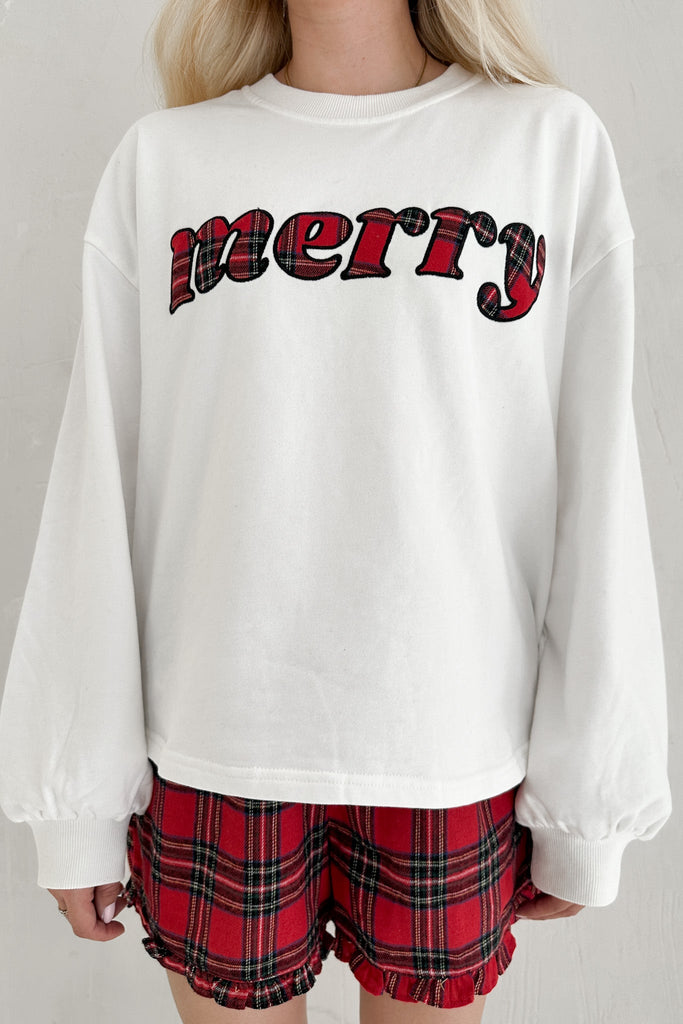 Merry Everything Holiday Plaid Short Set in Red - Neutral Ground