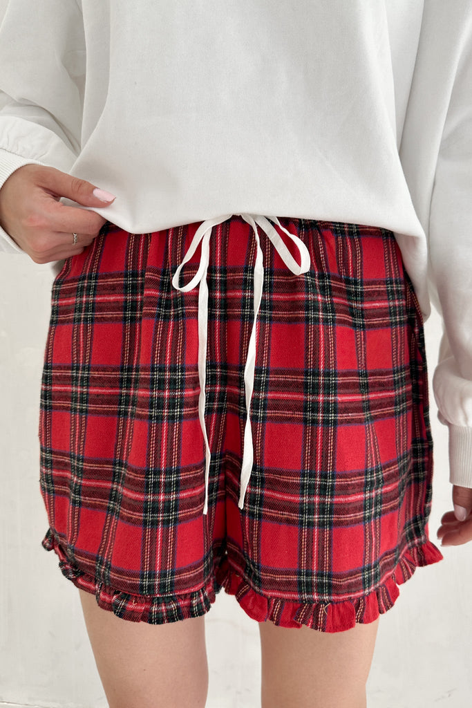 Merry Everything Holiday Plaid Short Set in Red - Neutral Ground