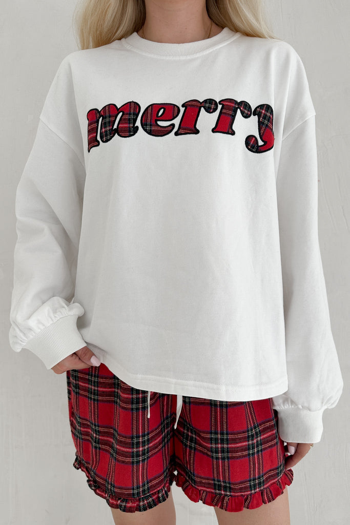Merry Everything Holiday Plaid Short Set in Red - Neutral Ground