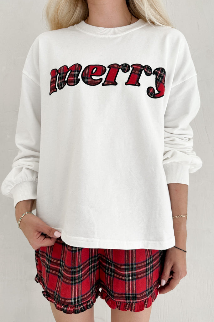 Merry Everything Holiday Plaid Short Set in Red - Neutral Ground