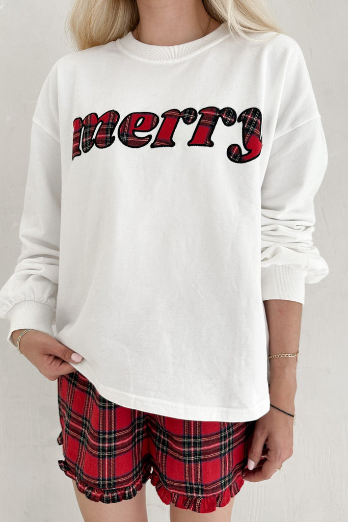 Merry Everything Holiday Plaid Short Set in Red - Neutral Ground