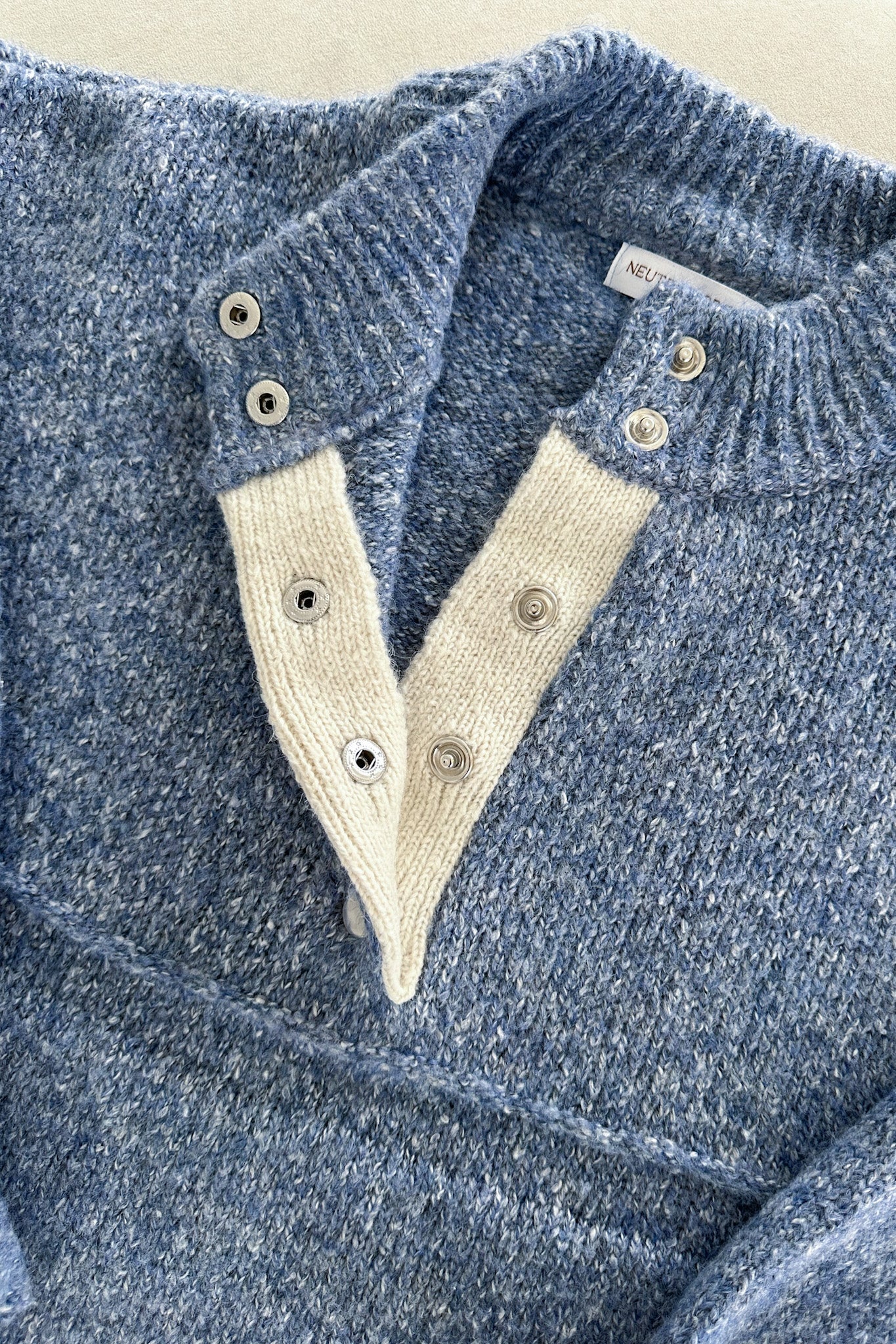 Miller Two Tone Snap Collar Sweater - Neutral Ground