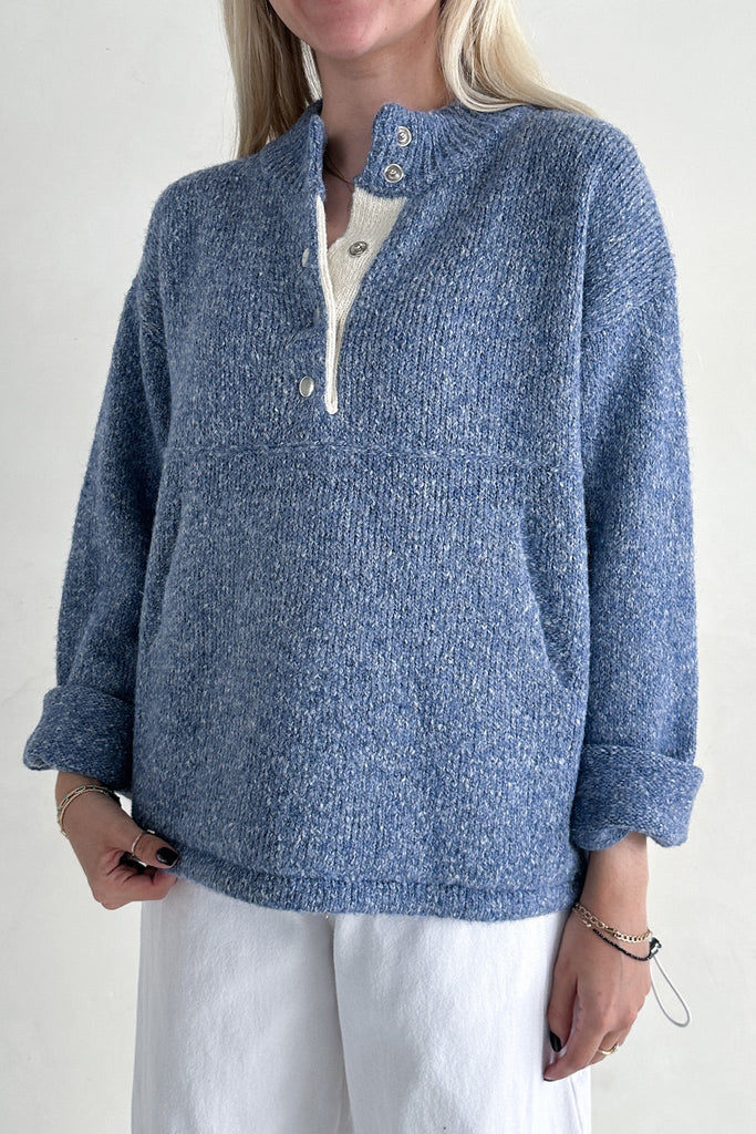 Miller Two Tone Snap Collar Sweater - Neutral Ground