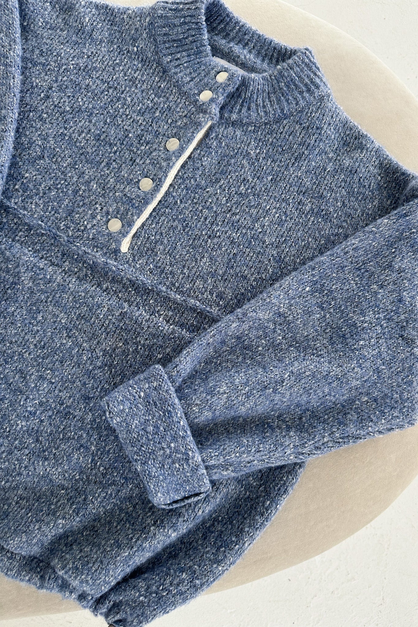 Miller Two Tone Snap Collar Sweater - Neutral Ground