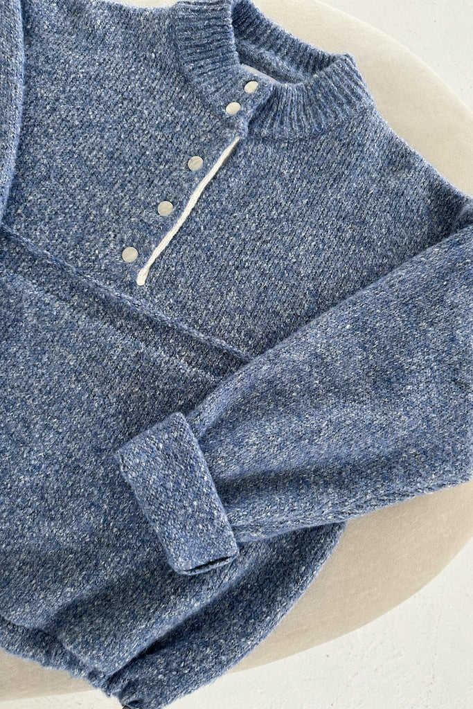 Miller Two Tone Snap Collar Sweater - Neutral Ground