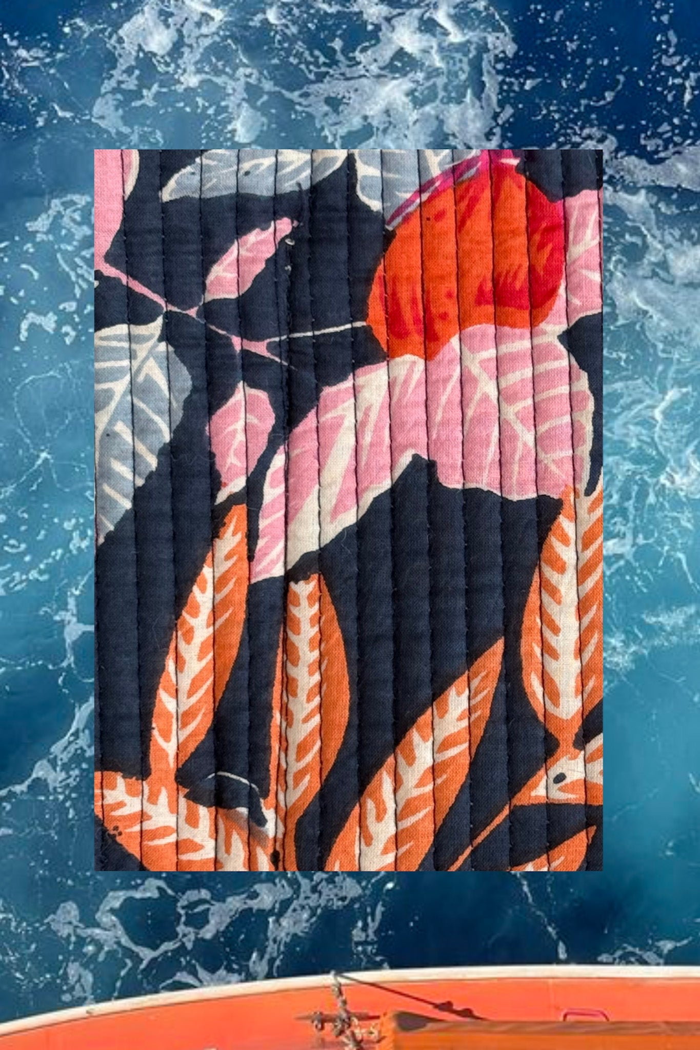 Mini Market Quilted Tote Bag in Floral Navy - Neutral Ground