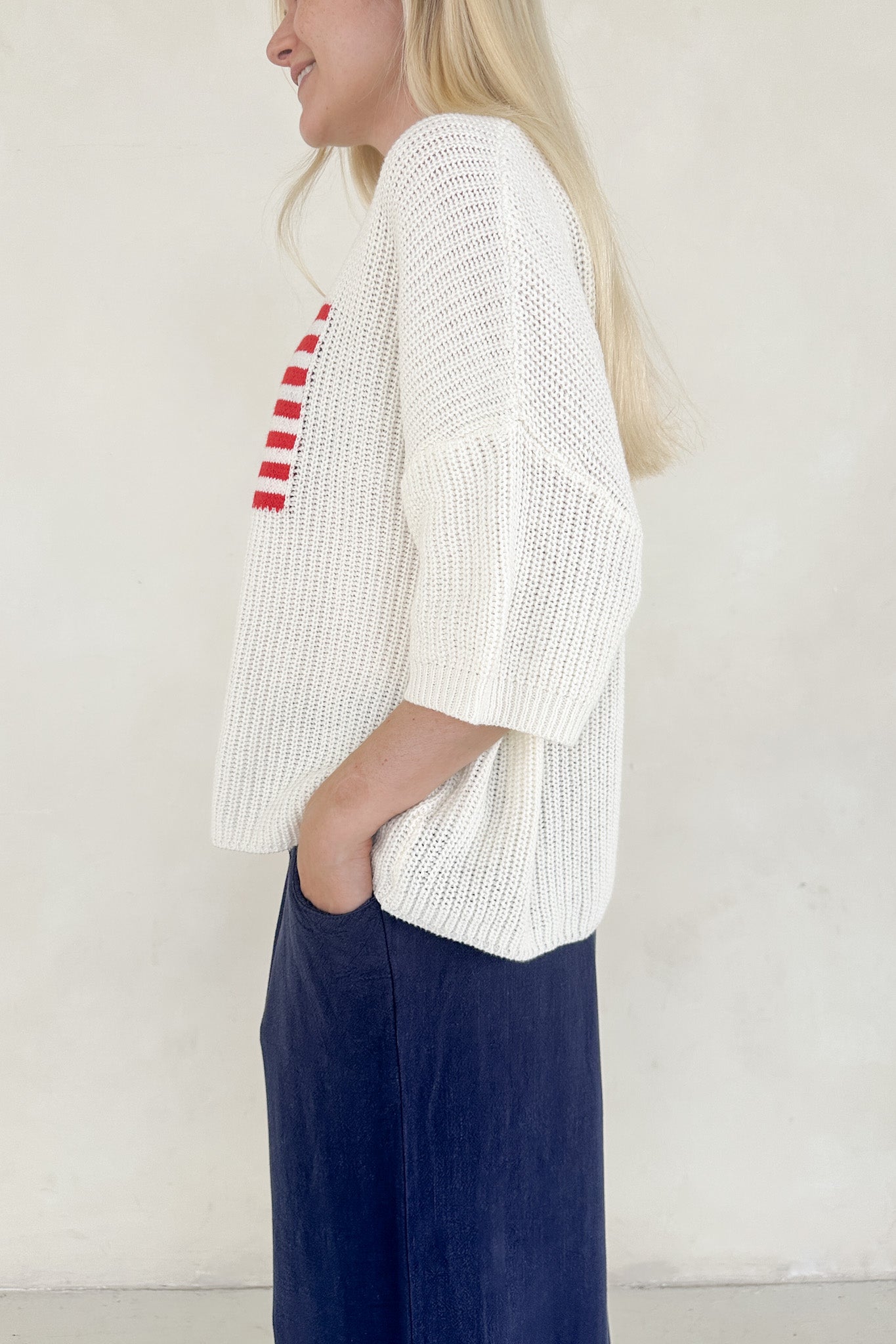 Miss Americana Flag Print Knit Sweater - Neutral Ground