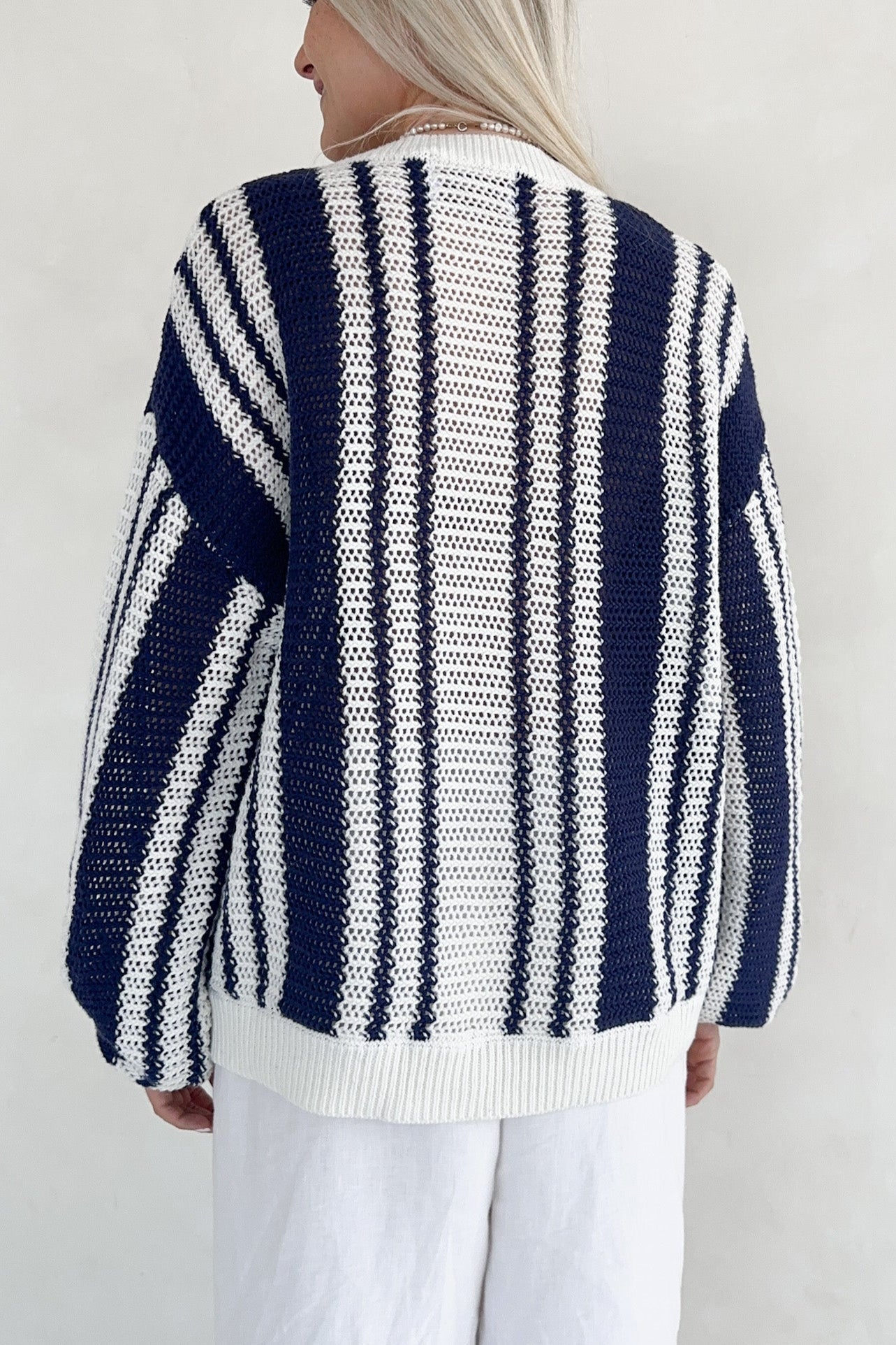Mission Beach Striped Pattern Sweater - Neutral Ground