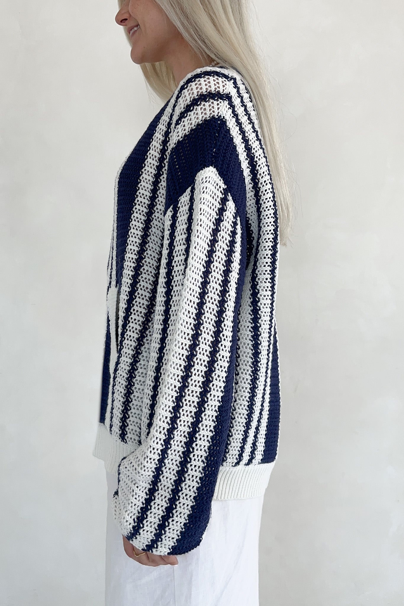 Mission Beach Striped Pattern Sweater - Neutral Ground