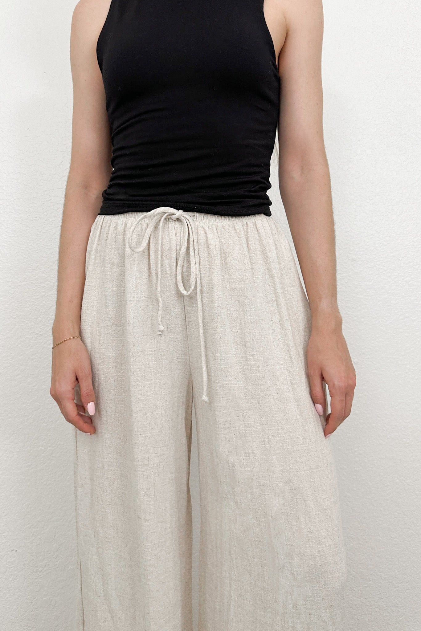 Monterey Wide Leg Linen Pants in Natural - Neutral Ground