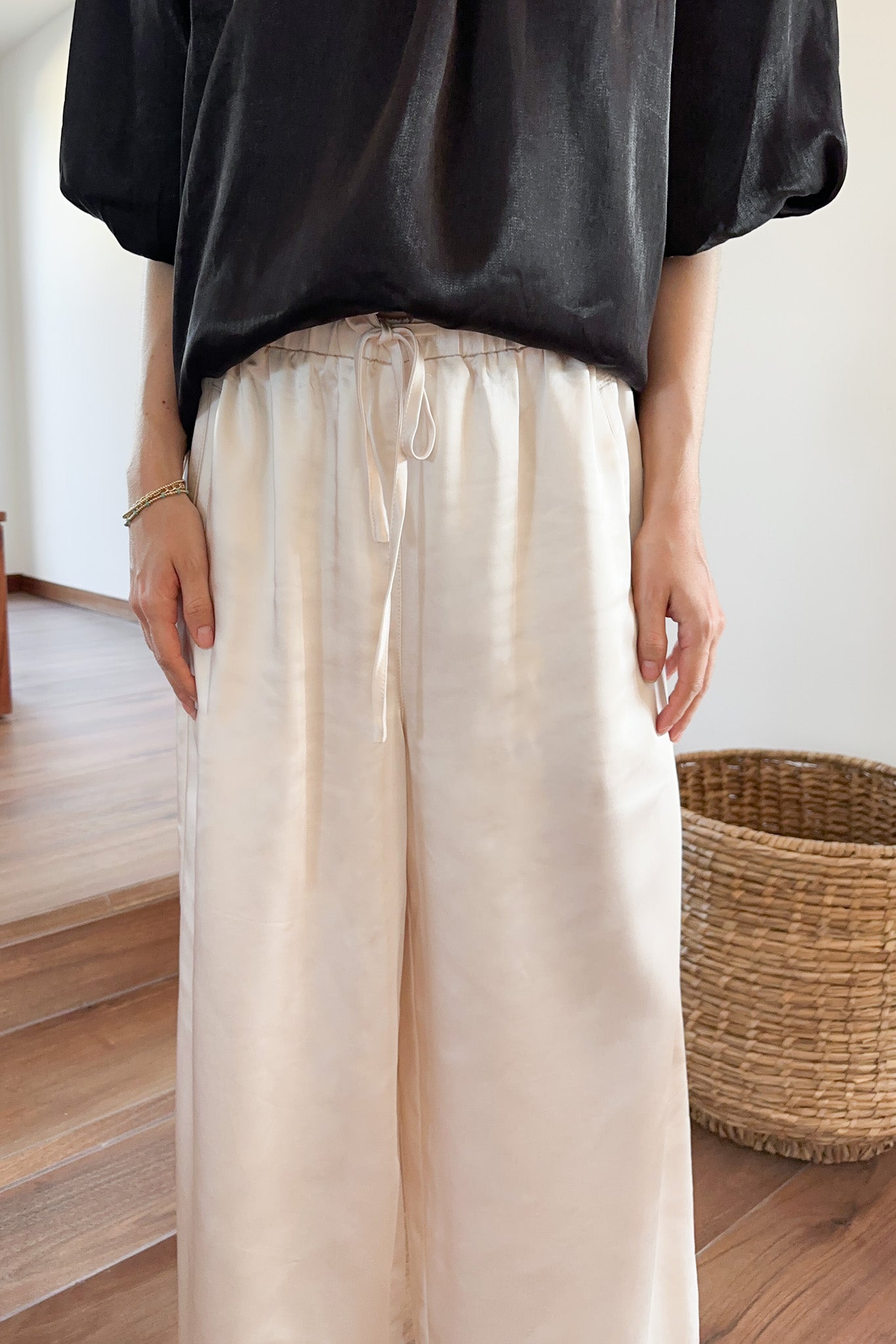 Night Out Satin Wide Leg Pants - Neutral Ground