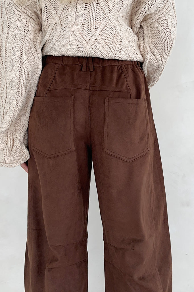 Nora Lightweight Vegan Suede Barrel Pants - Neutral Ground