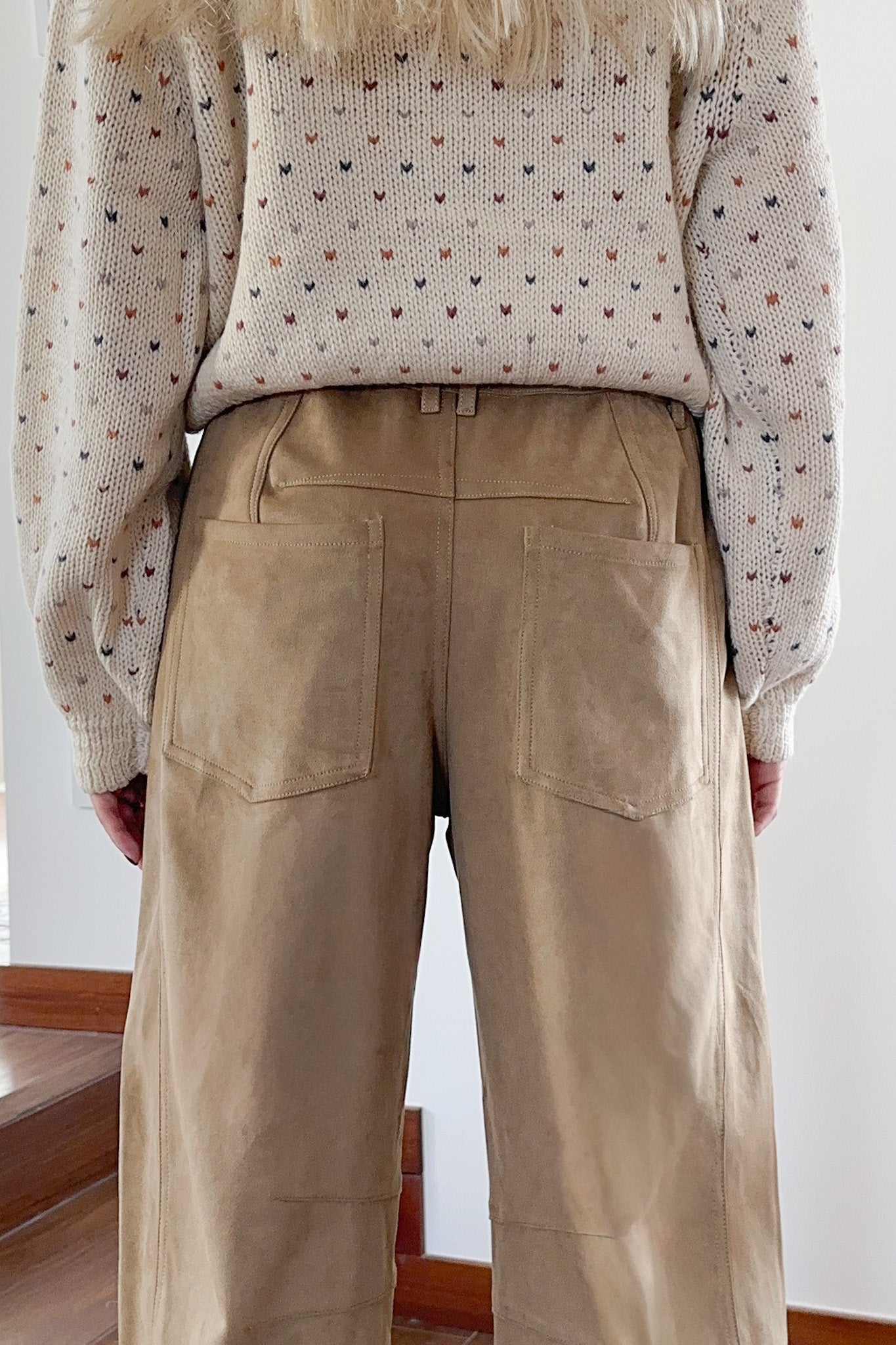 Nora Lightweight Vegan Suede Barrel Pants in Camel - Neutral Ground