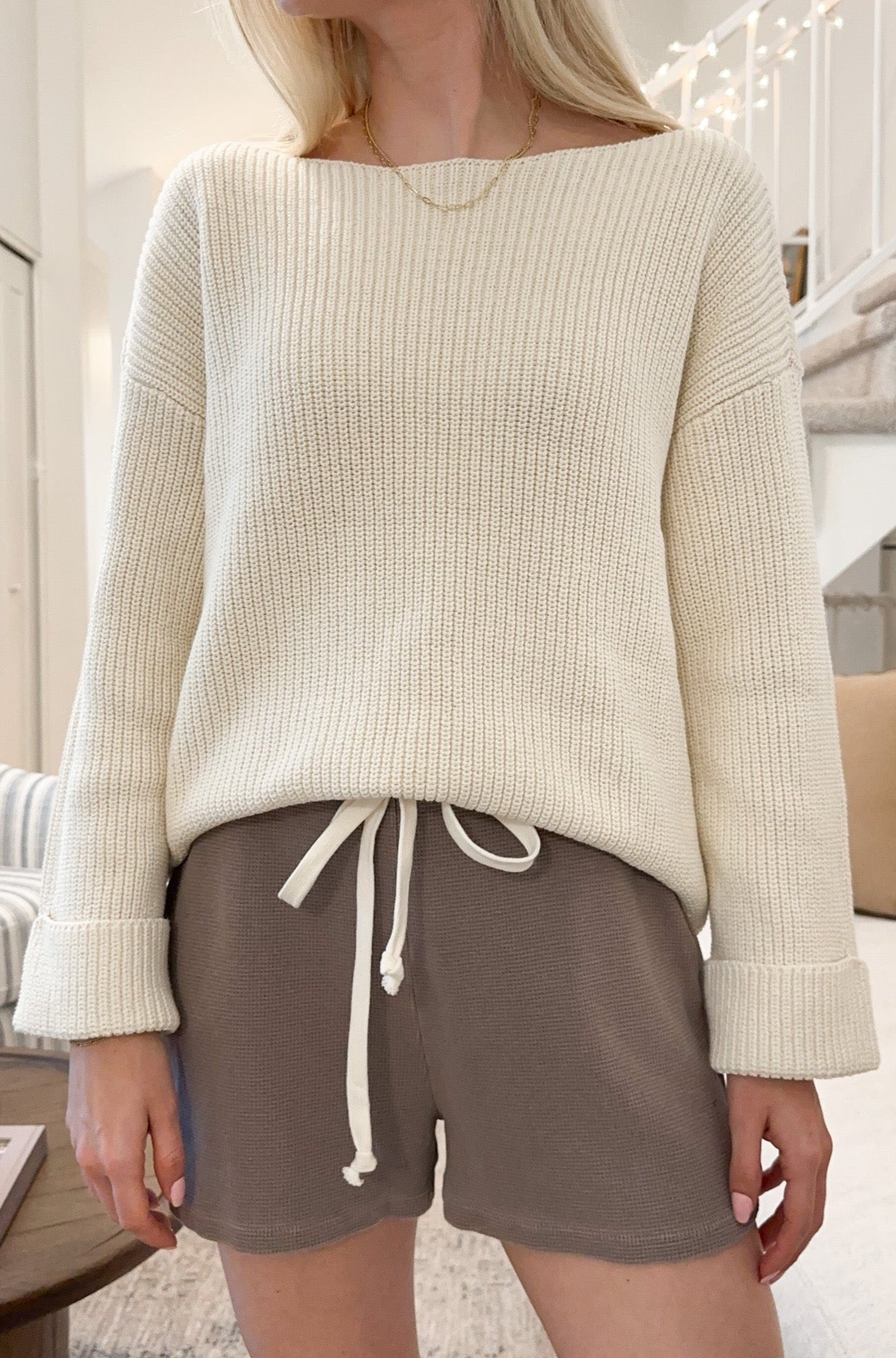Norah Boatneck Cotton Sweater - Neutral Ground